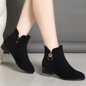 Giày Bốt Martin Đế Dày Lót Lông Cừu Mềm Mại Cho Nữ Giày Bốt Ngắn Thời Trang Mùa Thu Giày Bốt Thường Ngày Có Khóa Kéo