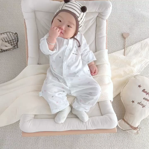 ชุดเด็กทารกแขนยาว 100% ผ้าฝ้ายตาข่าย - ชุดใส่แอร์ระบายอากาศดี ปลอดภัย ไม่ระคายผิว