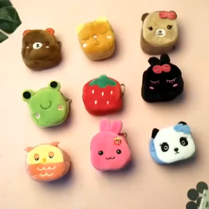 Cute Cartoon Plush Coin Purse Portable Small Animal Anime Coin Storage Bag Pouch Organizer Small Gifts for Girls and Students