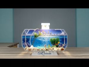 Aquarium mini akrilik lengkap dengan mesin aeratorlampu dan hiasan model octagon