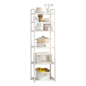 6 Tier Metal Storage Shelf Floor To Floor Multilayer Household Bathroom Storage Rack Microwave Oven Organizer Pantry Shelves