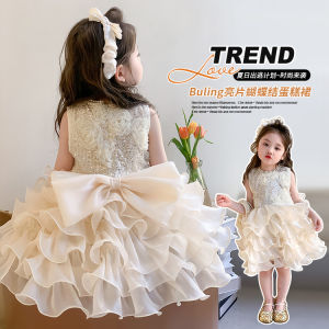 Princess Style Sleeveless Cake Skirt for Baby Girls Summer New Arrival Sweet Cute Vest Mini Lolita Princess Dress Kids Clothing