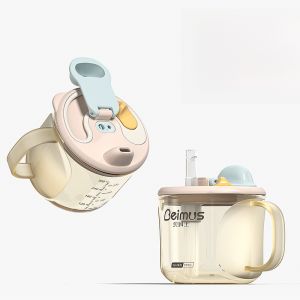Childrens Straw Cup Baby Milk Bottle 1-3 Years Old Impact Resistant PPSU Beimusi Milk Cup Scale Double Drinking Learning to Drink