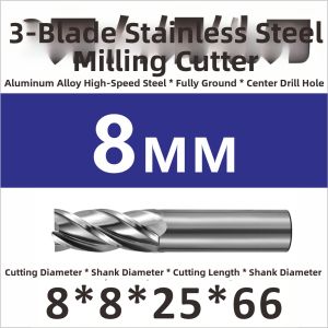 A Na Ya | Aluminum-Specific Flat Bottom 3-Flute High Speed Steel Milling Cutter