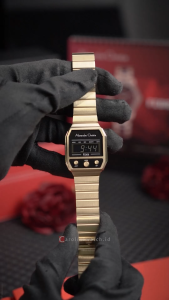 Jam Tangan Wanita Alexandre Christie Digi AC 9498 LHBGPBA Black Dial Gold Stainless Steel Strap