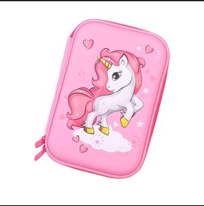 kotak pensil tempat pensil anak 3d anti air unicorn soft pink