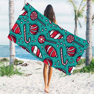 Christmas Candy Doodle Beach Towels Ultra Lightweight Quick Drying Super Absorbent Summer Essential Fast-Drying Towel for Beach