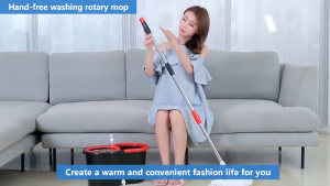 Hisoa mall 360° Spin Mop w/ ABS Bucket | Heavy Duty Wet/Dry Cleaner | Microfiber Heads & Steel Basket