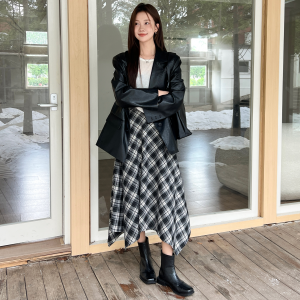 YAYANGREN | Irregular Plaid High Waist A-Line Skirt for Women