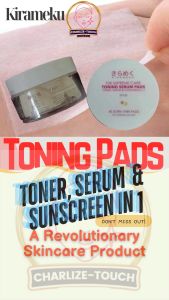 Kirameku Toning Serum Pads 60 Ultra Thin SPF30 Moisturize Whitens Tightens Skin Glowing Sun Protection