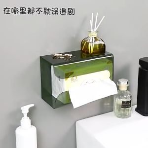 Tissue Storage Box Wall Mounted Kitchen Tissue Box Bathroom Napkin Transparent Box Storage Wall-Mounted Tissue Box