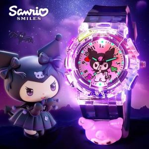 Kanak-kanak kartun Sanrio Kuromi bercahaya elektronik menonton pelajar digital penunjuk kuarza
