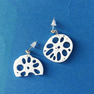 ต่างหูรูปผักบัวสีน้ำตาล ไม่ต้องเจาะ ต่างหูรูปชีส ต่างหูแฟชั่นสุดเก๋สำหรับเด็กผู้หญิง ไม่ต้องเจาะ ต่างหูแบบคลิป