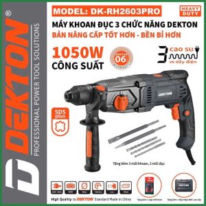 Máy khoan bê tông Dekton DK-RH2603PRO công suất 1050W 3 chức năng màu xanh xám và olive
