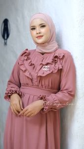 Tulus Signature Besari Maxi Dress LD 110 Gamis Wanita Crinkle Airflow Polos Busui Friendly