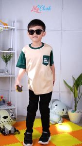 Lily And Clark Kaos Anak Ternyaman Warna Cream Salur Hijau KLC26