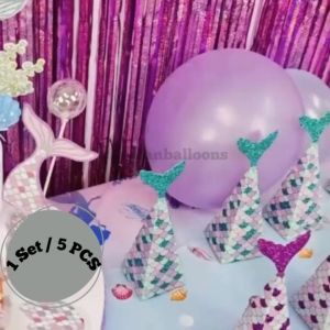 SHUAIAN 6pcs Cake Topper Hiasan Kue Ulang Tahun Tema Mermaid Topper Ulang Tahun Motif Putri Duyung