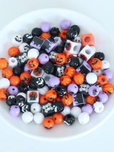 10-20pcs Halloween Series Acrylic Beads Pumpkin Skull Ghost Spider Pattern Loose Beads For DIY Jewelry Bracelets Phone Key Chain