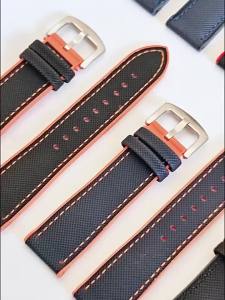 New Nylon Sailcloth Rubber Hybrid Watch Strap Universal Silicone Waterproof Watch Band 18mm 20mm 21mm 22mm Orange Blue Bracelets