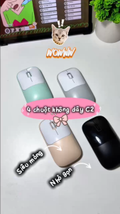 Chuột không dây C2 kết nối Wireless 2.4G pin sạc 500mAh dùng làm việc chơi game máy tính văn phòng