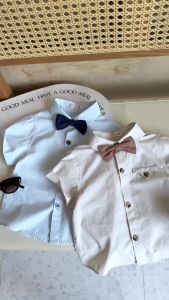 Set sơ mi bé trai công tử kèm nơ cho bé thôi nôi sinh nhật sự kiện size 9 tới 28kg BERNIE T1124B23