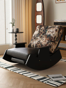 Retro Wooden Rocking Chair Single Sofa Chair for Balcony And Living Room Home Use Casual Chair Can Sleep And Lie down