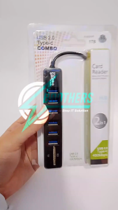 USB HUB 6 PORT CARD READER 2 IN 1 HIGH SPEED TRANSFER DATA 1 METER