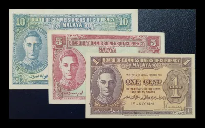 Duit Lama Malaya 1510 Cents 1st July 1941 King George VI (1 Set)