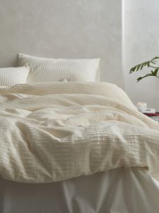 Pure Cotton Fafu Blooming Bubble Fabric Four-Piece Bedding Set Fresh Artistic Duvet Cover Bedding Accessories Wave Pattern