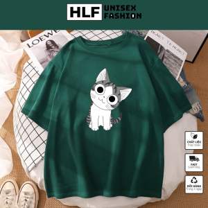 Áo thun tay lỡ form rộng MÈO đáng yêu áo phông form rộng size HLFashion