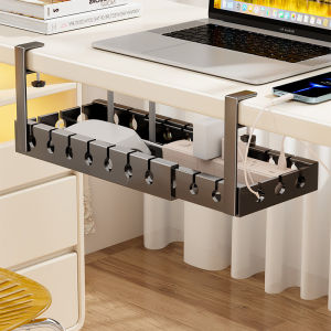 ถาดจัดการสายเคเบิลใต้โต๊ะ ที่วางสายไฟแบบรางปลั๊ก การจัดการสายไฟ เหล็กแข็งแรงทนทานแบบขยายได้ใต้โต๊ะสายไฟ Hider Raceway