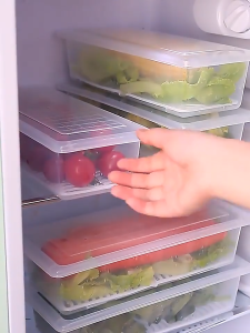 Bekas Makanan Refrigerator Storage Box Stackable Food Container Fresh Keeper Freeze Tupperware 沥水保鲜盒