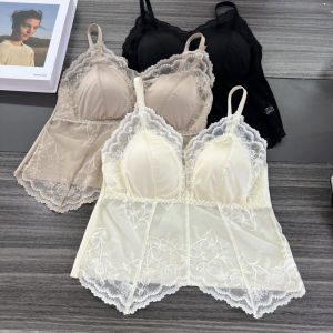 2025 New Lace Backless Tank Top Womens Integrated Cup Underwear Base Layer Wrap Chest Slimming Skin-friendly Breathable