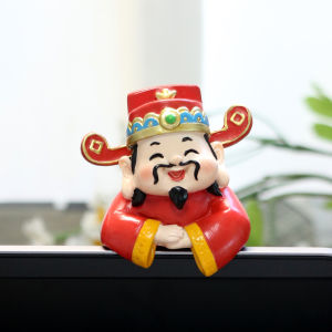 Miniature God of Wealth Statue Pendant - 2.79 inch Red Festive Auspicious Decoration