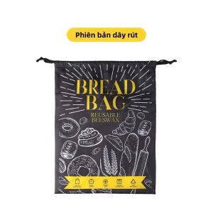 1PC Túi Đựng Bánh Mì Bằng Sáp Ong Màu Đen Thân Thiện Với Môi Trường Dây Rút Velcro Túi Đựng Bánh Sandwich Để Bảo Quản Tủ Lạnh