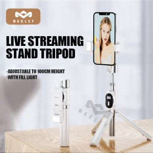 Phone stand for vlogging Wireless compatible Phone For Tripod Selfie Stick With Tripod Foldable Monopod With Fill Light