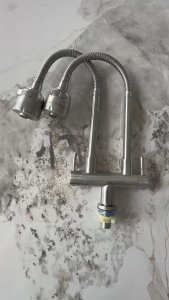 Kitchen Faucet 360°Flexible 304 stainless steel single cold water faucet double nozzle Sink faucet