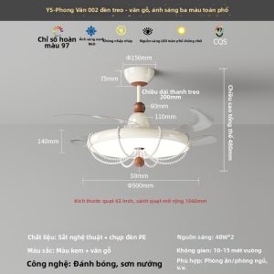 OUCHAO | Đèn Quạt Trần Đa Màu Điều Chỉnh Nhiệt Độ Ít Ồn cho Phòng Ăn và Phòng Ngủ