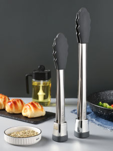 High Temperature Resistant Silicone Steak Turner BBQ Grill Clamp Stainless Steel 304 Food Tongs Anti-scalding Kitchen Tool