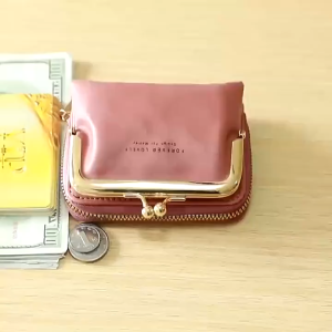 korean new fashion cute leather card holder coin purse womens short wallet high quality