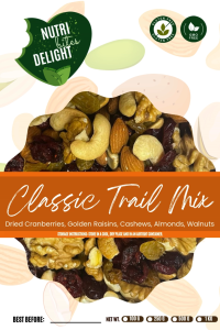 JAR 1KG Classic Trail Mix Premium Mixed Nuts & Dried Fruits | Almonds Cashews Walnuts Cranberries Raisins | Healthy Snack