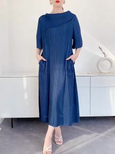 L-1030F: One Size (45-75kg) Summer Miyake Women Mid-Length Pleated Dress