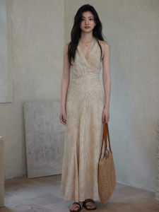 Váy Dài Cổ Chữ V Không Tay Thanh Lịch Cho Nữ Váy Midi Chữ a Mùa Hè Váy Công Sở Thanh Lịch Thiết Kế Cổ Điển Trung Hoa