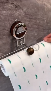 KIYO Tempat Gulungan Tisu Suction Model Kayu Stainless Steel Serbaguna