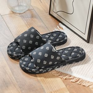 New Arrival Pure Cotton Fabric European Style Thickening Three-Layer Soft Bottom Anti-Noise Mute Womens Home Indoor Floor Slippers Spring & Fall