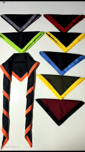 ผ้าพันคอสามเหลี่ยม ขอบสี (ขลิบขอบ) สำหรับ ตำรวจ ทหารพราน