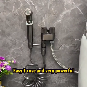 Stainless Steel Two Way Faucet Valve with Bidet Spray Set – 2 Outlets Dual Control Tap for Toilet Bathroom Washer Use