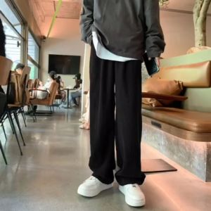 2023 baru loose pants pria celana panjang celana olahraga korean style hitam abu lurus highwaist Kain Wafel celana panjang bahan Tidak luntur celana Fashion Retro libby panjang polos import premium training promo murah celana uang tunai pada pengiriman
