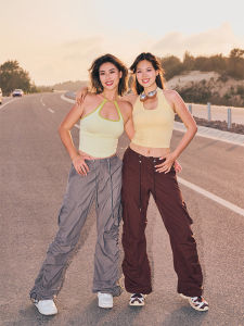 AlphaGym Womens Nylon Pleated Outdoor Work Pants Sporty Casual Trousers High Waist Loose Fit Summer 2024 Collection