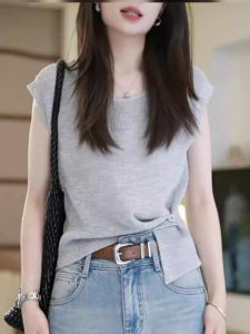 BINKAFENNY | Unique Summer Knitwear Short Sleeve Slimming Design For Plus Size Women Korean Style Commute Fashion Round Neck Regular Fit